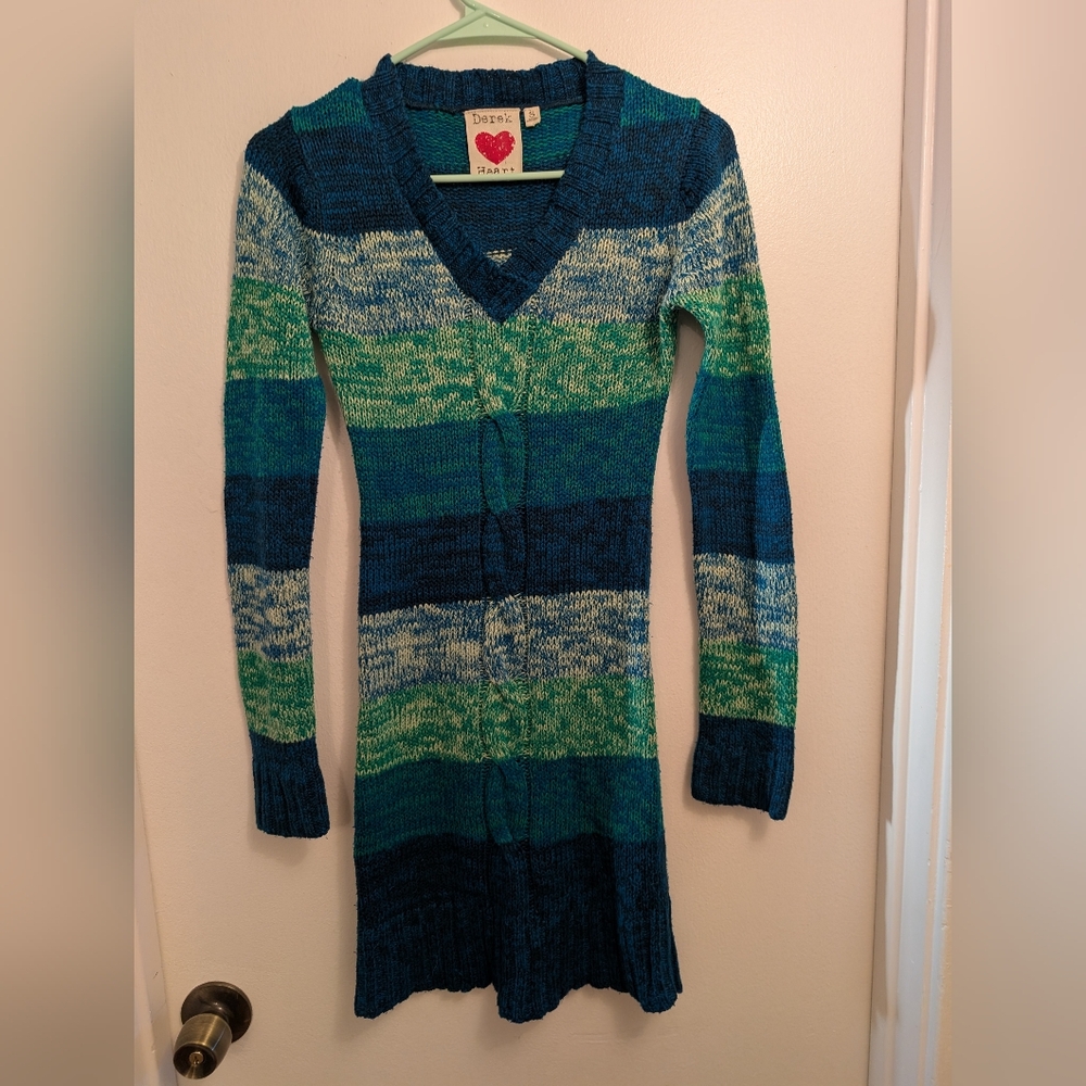 Derek Heart Striped Sweater Dress